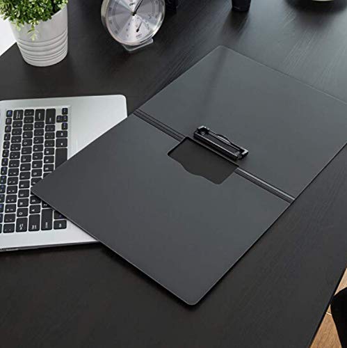 Kemaily File Cover Folder Clipboard  Profile Clip File Folder  360 Degree Flip Writing Pad  PP File Clipboard for A4 and Letter Size Business  Office  School Papers - Vertical  Black - Image 5